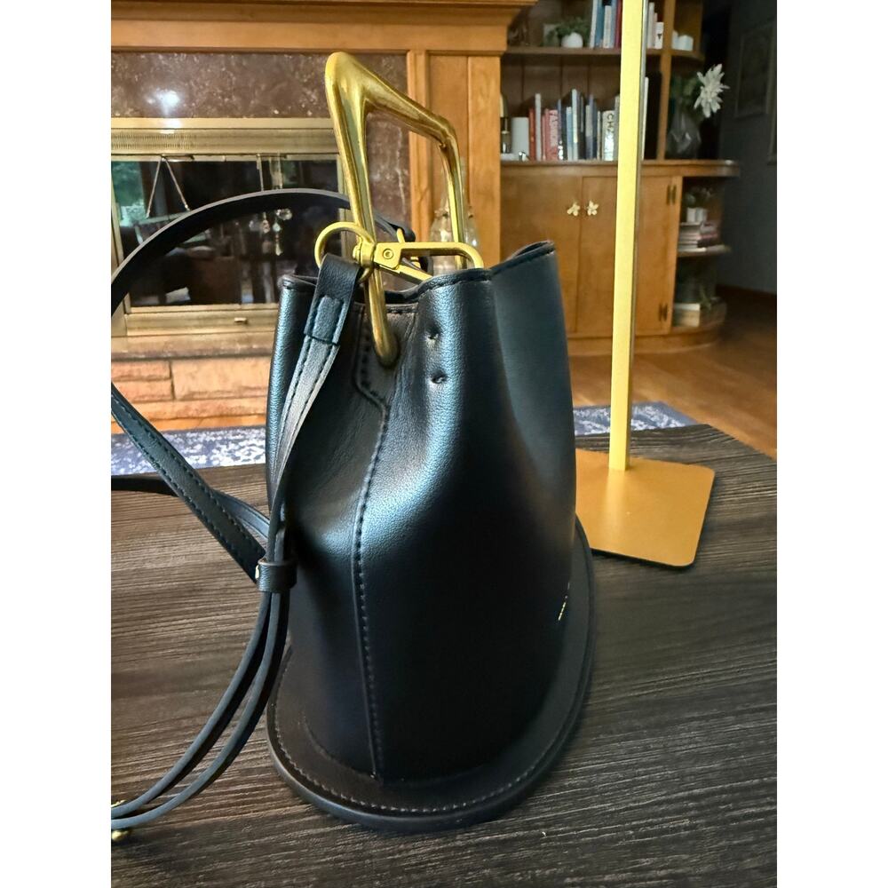 Verano Hill Vienna Handbag Black Genuine Leather Gold Handle - Picture 4 of 8